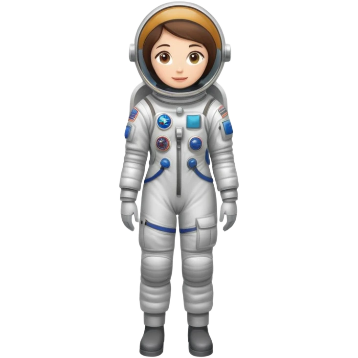 female cosmonaut in full length, standing, space suit, woman astronaut emoji