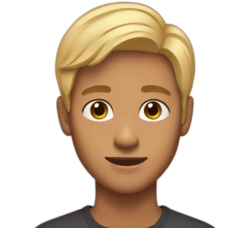 A tan skin male young adult with half-blond hair and half black hair emoji