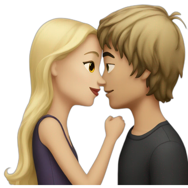 dark haired boy and blonde girl kissed emoji