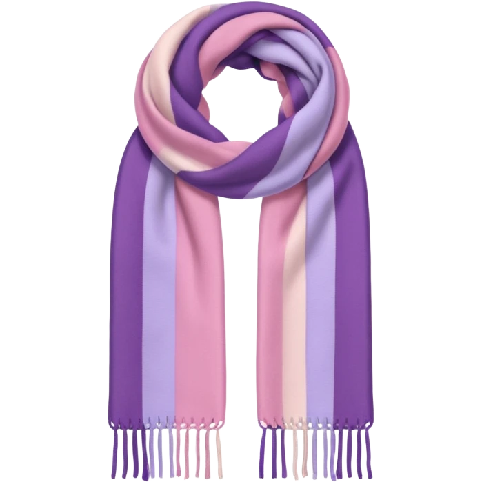 Realistic pastel-pink and pastel-violet vertically thick-striped winter scarf isolated. emoji