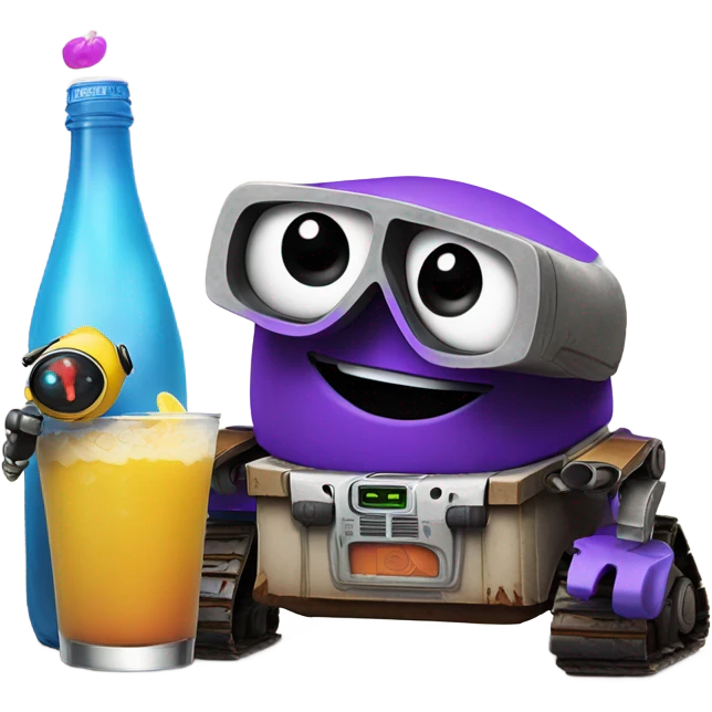 grimace getting drunk with wall-e emoji