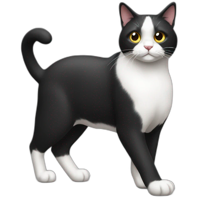 Limping walking black and white cat emoji