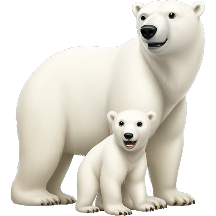 Polar bear mama and baby  emoji