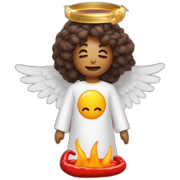 A spicy pepper wearing an angel halo emoji