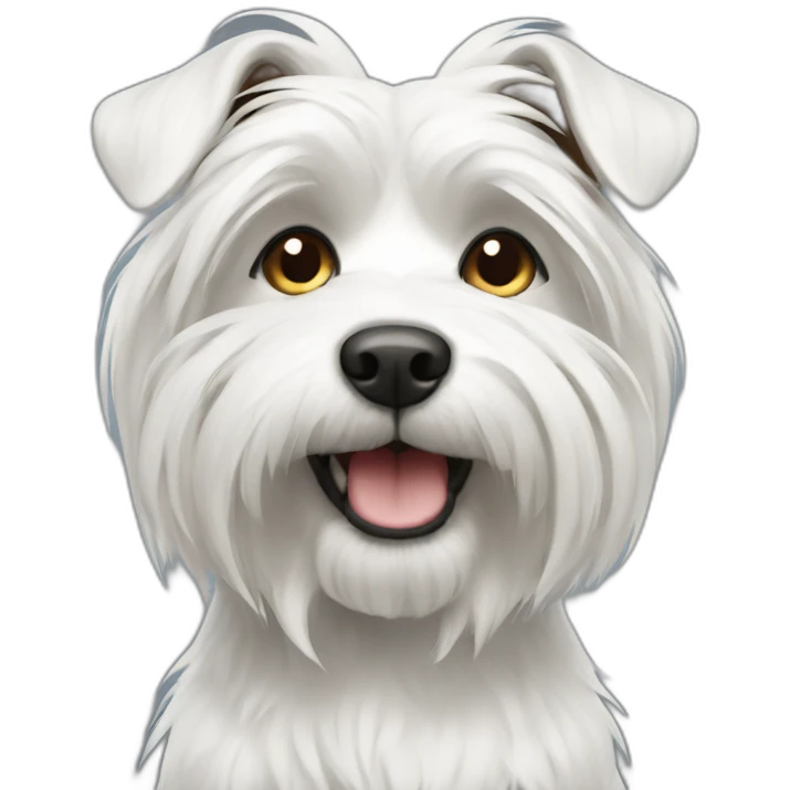 white and dark long hair terrier emoji