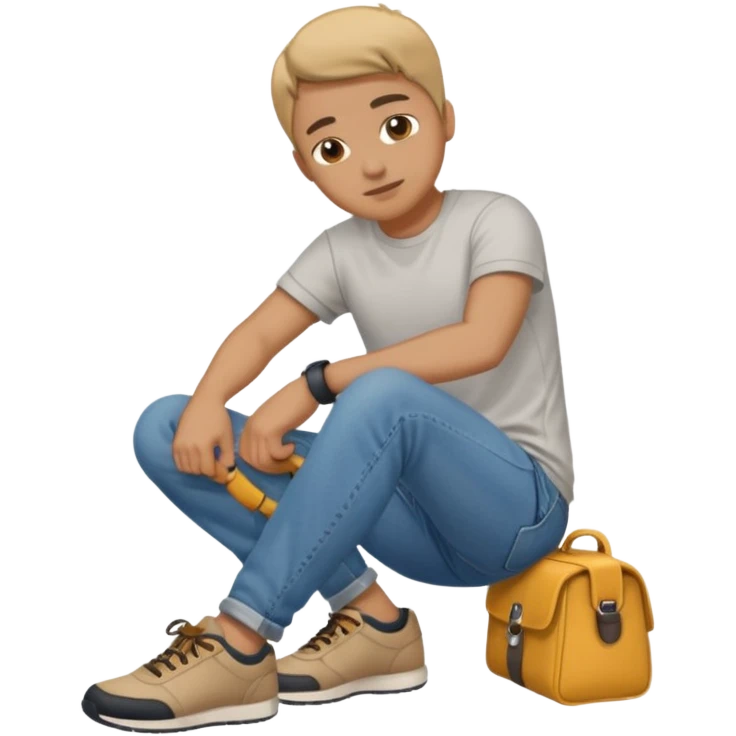 Person tying shoe emoji