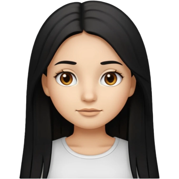 make a girl emoji with straight long black hair and blonde highlights and brown eyes with pretty eyelashes wearing a white top emoji