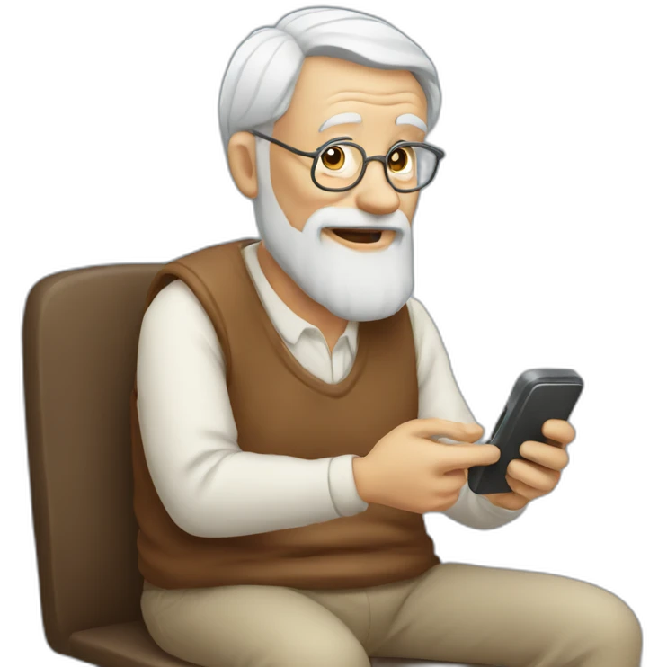 old man using mobile phone emoji