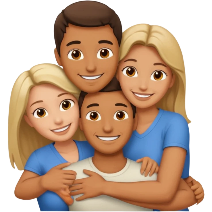 A man and two women hugging emoji