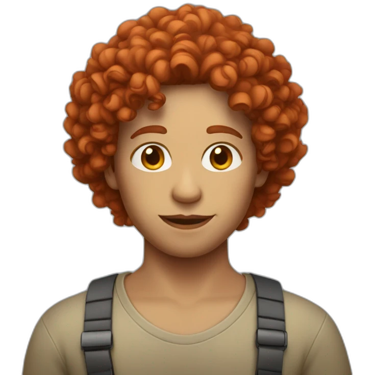 A person with red curly hair emoji