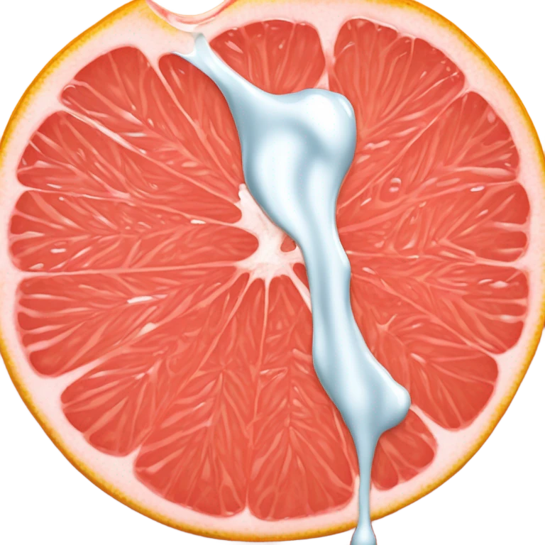 Grapefruit sliced open dripping milk emoji