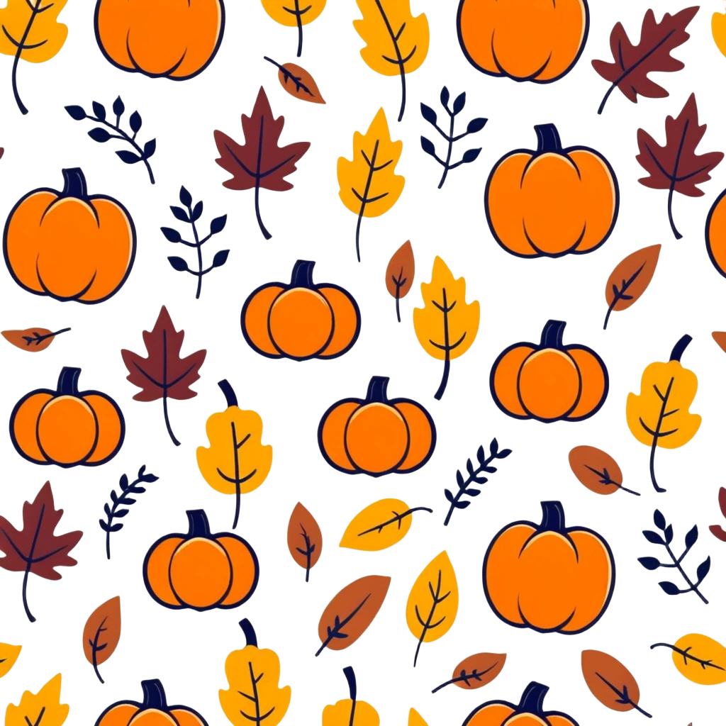 autumn fall scene with leaves, pumpkins, and cozy vibes emoji