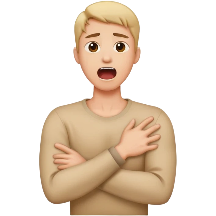 person crossing arm holding neck screaming emoji