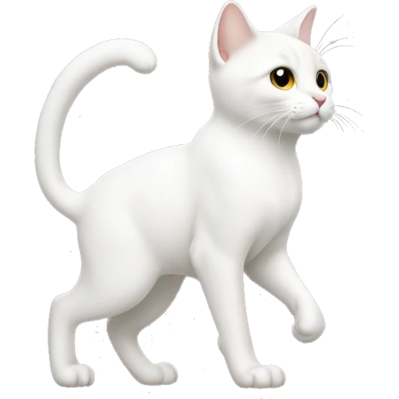 White cat walking to the left seen from the side emoji