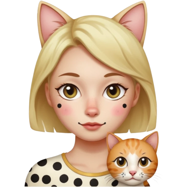 polka dots human body and cat face emoji