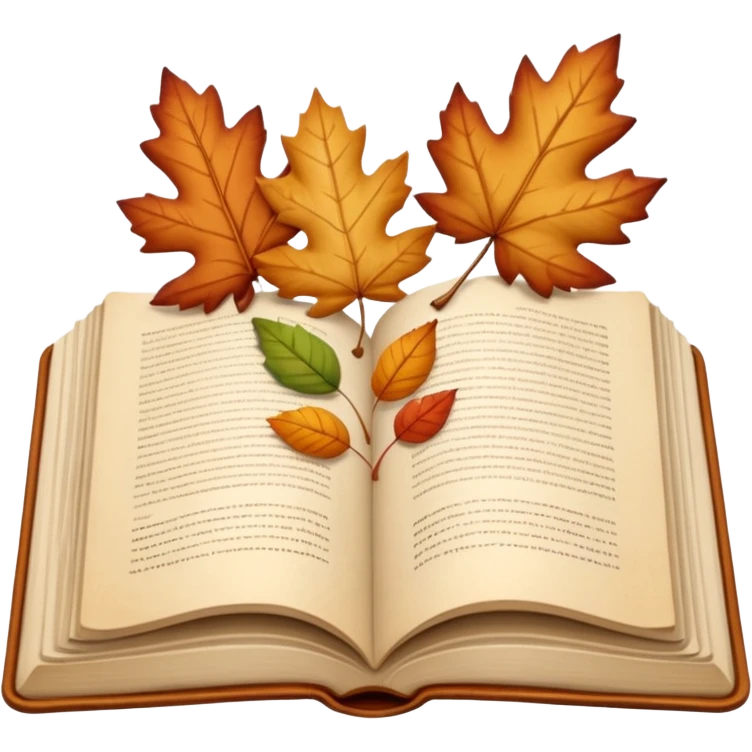 beige autumn open book with leaves on it emoji