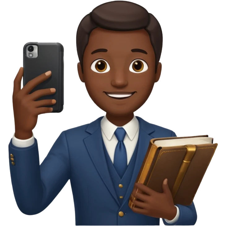 un homme saper swag avec une bible a la main qui fais un selfie  emoji