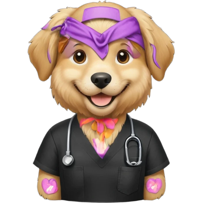 golden retriever wearing. black scubs emoji