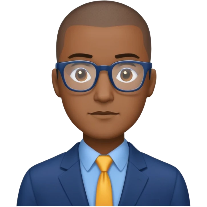 Buzz cut Latino with rectangle glasses and dark blue suit  emoji