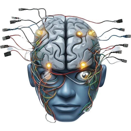 Cyborg brain with circuitry and wires emoji