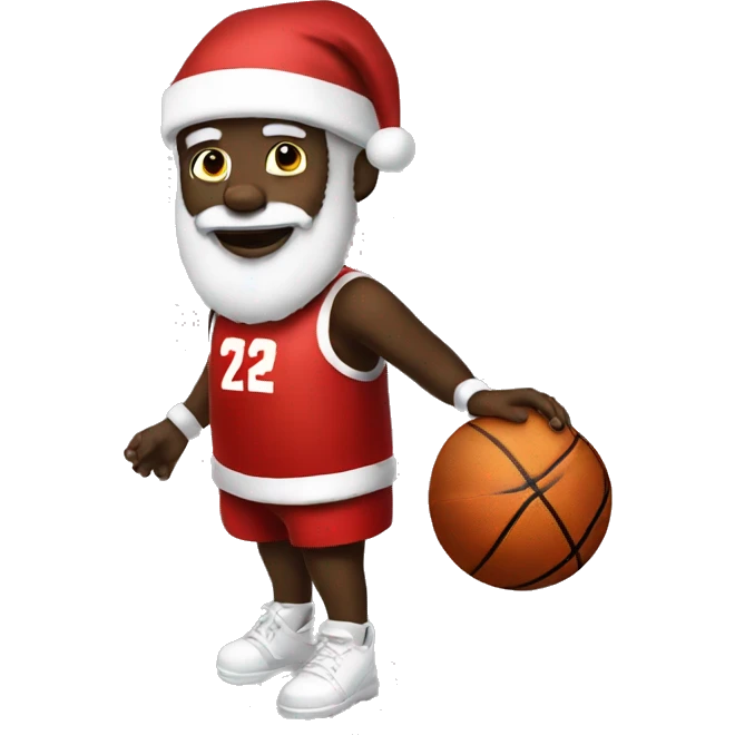 Black Santa clause with a basketball  emoji