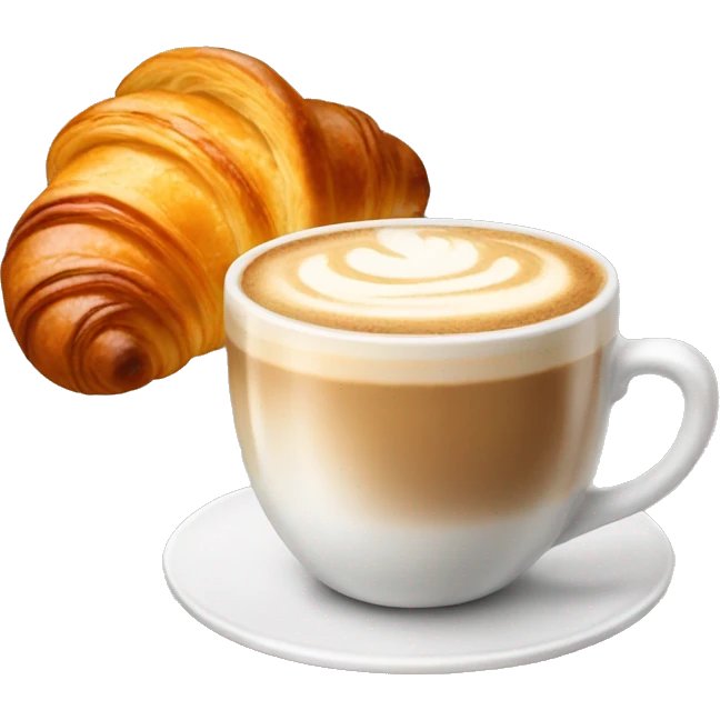 Cup of cappuccino with croissant emoji