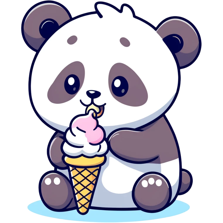 Panda eating ice cream emoji