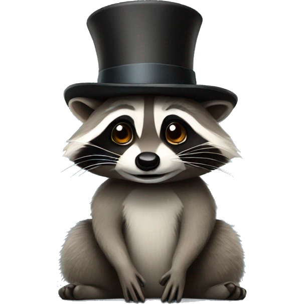Raccoon with top hat emoji