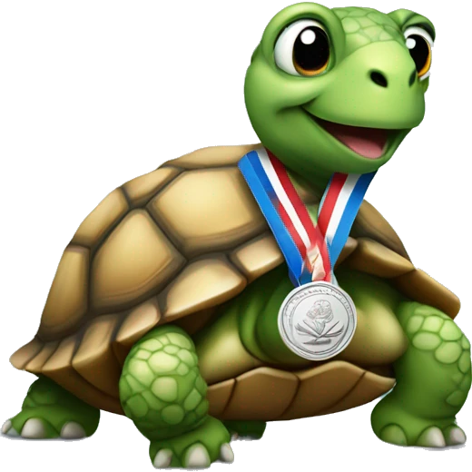 Tortoise with silver medal emoji