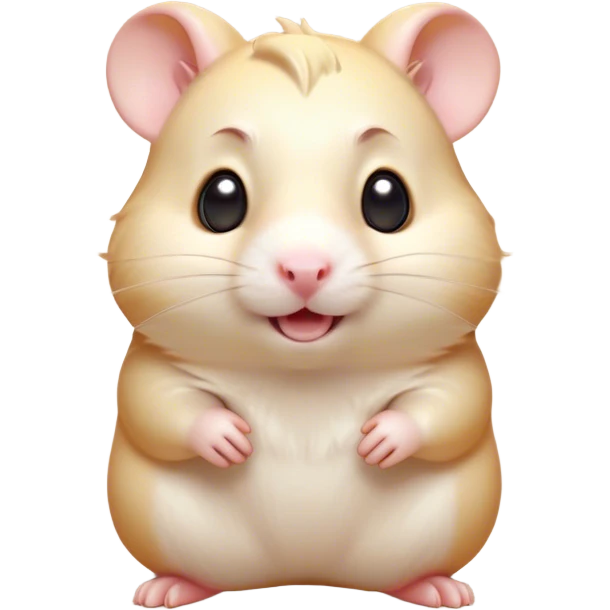 Cinematic Comical Cream Hamster Portrait Emoji, Head tilted dramatically with an exaggeratedly amused expression, featuring a striking cream coat with a luminous sheen, wide, expressive dark eyes filled with playful disbelief, Simplified yet hilariously expressive features, highly detailed, glowing with a slightly sassy glow, high shine, dramatic yet playful, stylized with an air of cheeky mischief, bright and endearing, soft glowing outline, capturing the essence of a spirited and over-the-top hamster, so meme-worthy it feels like it could side-eye its way into internet fame instantly! emoji