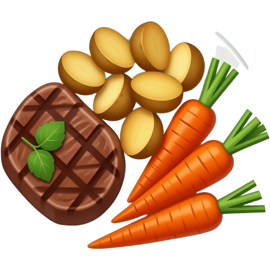 Steak and Potatoes and Carrots dish emoji