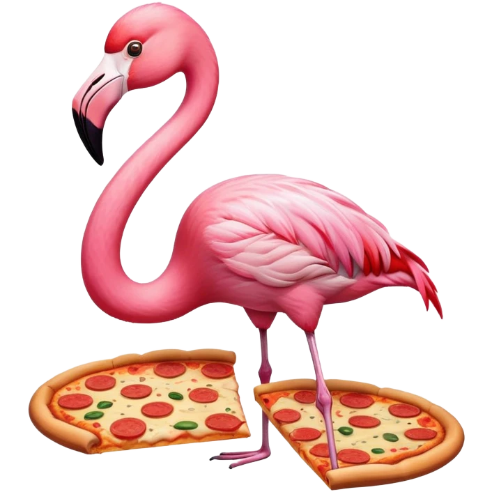 A flamingo eating pizza emoji