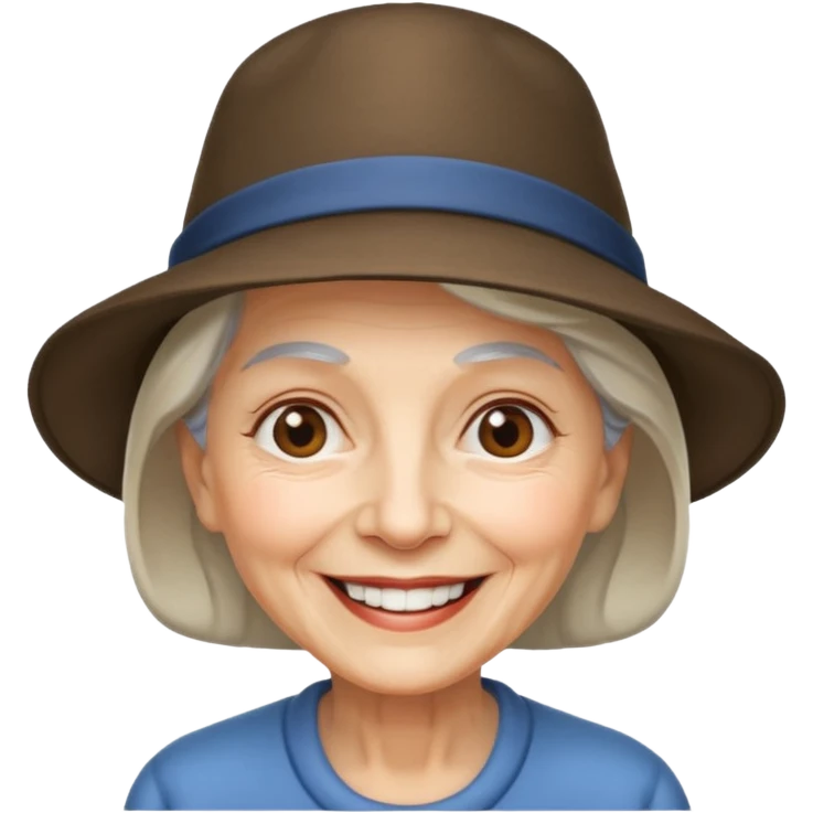 elderly woman with hat emoji