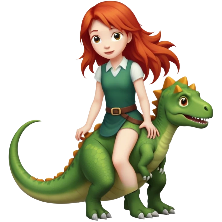 red-haired girl with a dinosaur tail and paws emoji