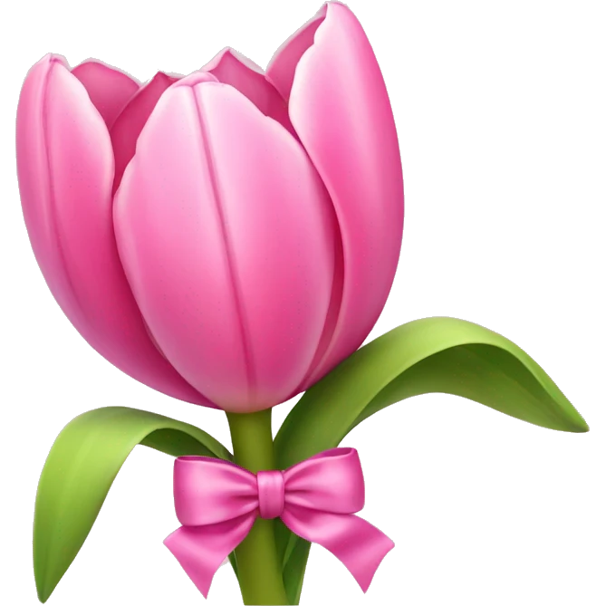 Pink tulips with a bow emoji