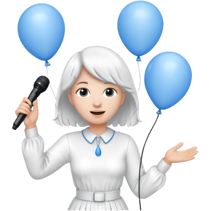 Stud singing 1,2,3 release em with white and blue balloons flying overhead emoji like with mic in hand  emoji