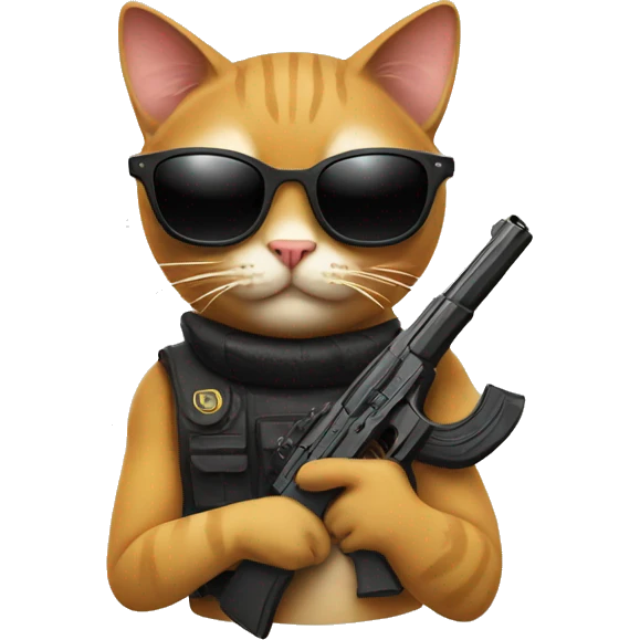 cat with sunglasses and gun emoji