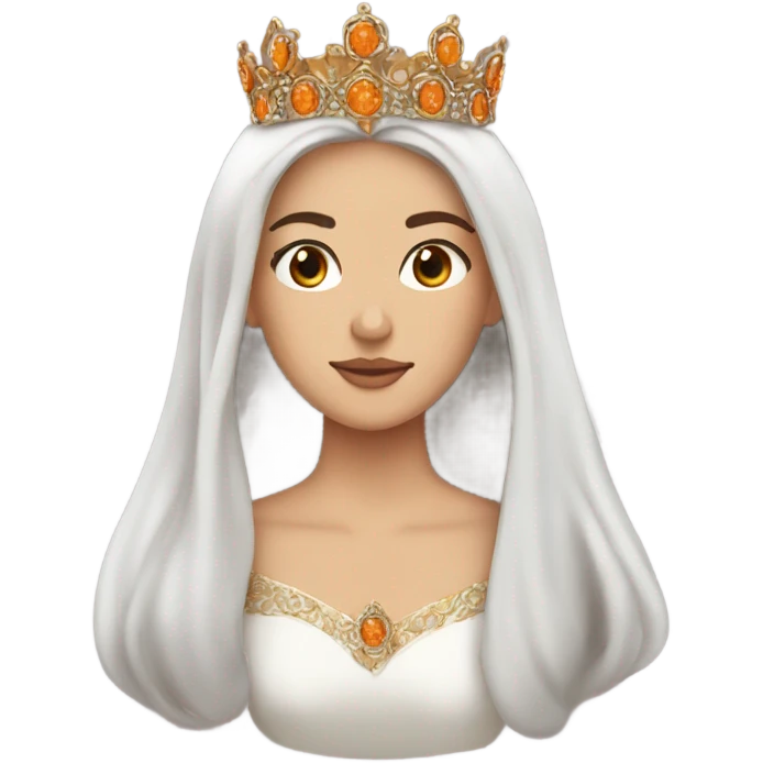 Hurrem Sultan 1 face with orange wavy hair long hair and crown  emoji