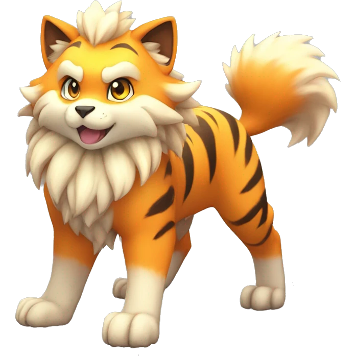 Colorful Shiny Kawaii Cute Tiger-Arcanine—Vulpix-Fakémon-Pokémon full body emoji