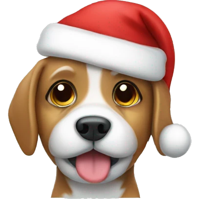 cute dog with a santa hat on his head emoji