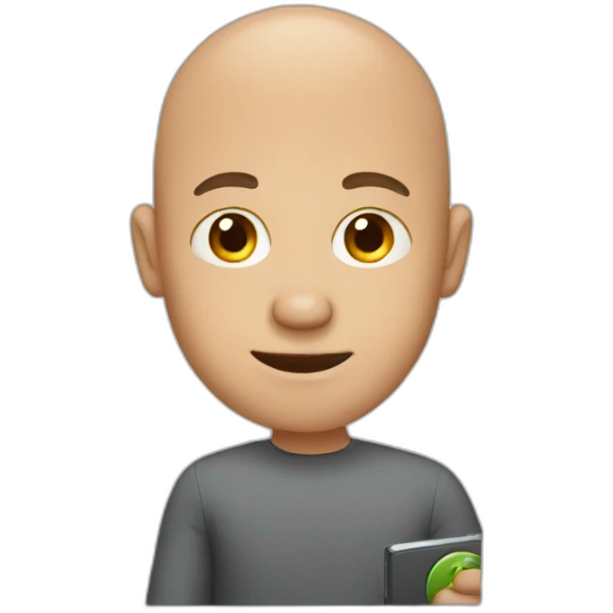 Bald guy holding iPad emoji