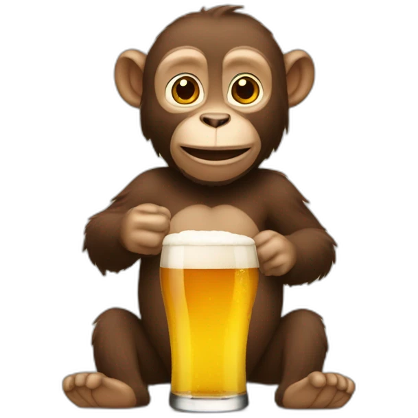 un singe qui boi une biere emoji