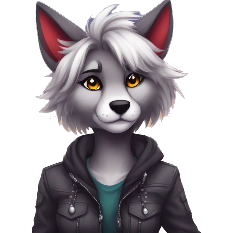 Edgy modern anthro furry sona by Falvie, AngieWolf emoji