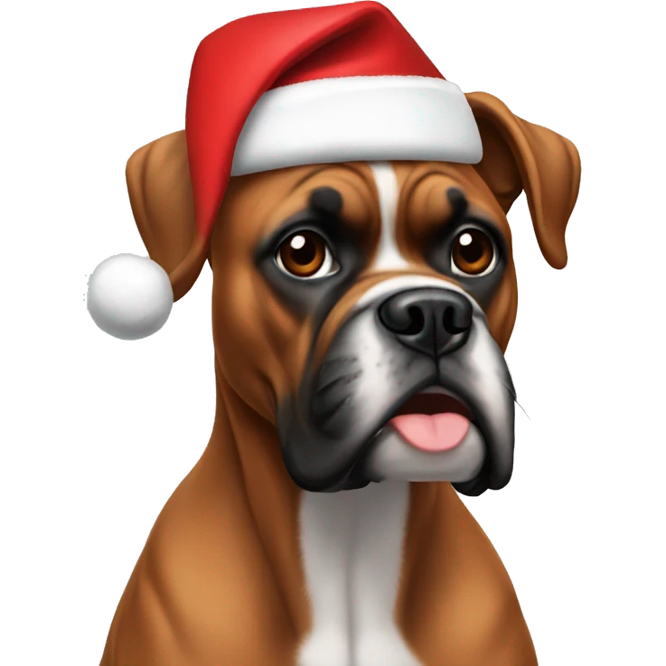 Boxer with Christmas hat emoji