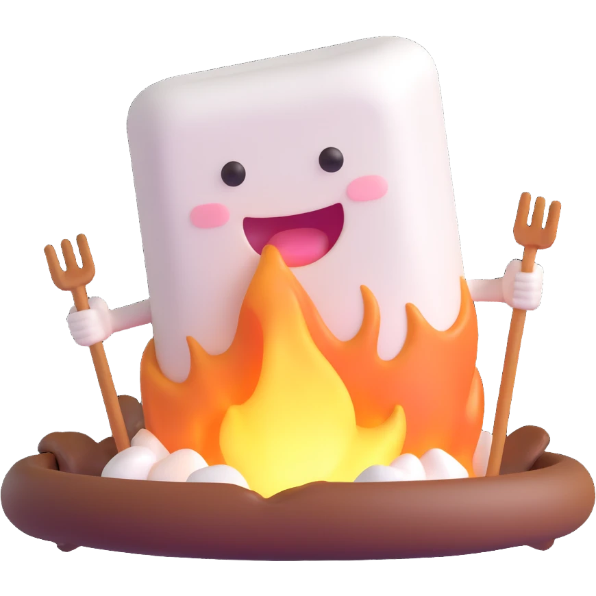 cute marshmallow sweating as it gets roasted emoji