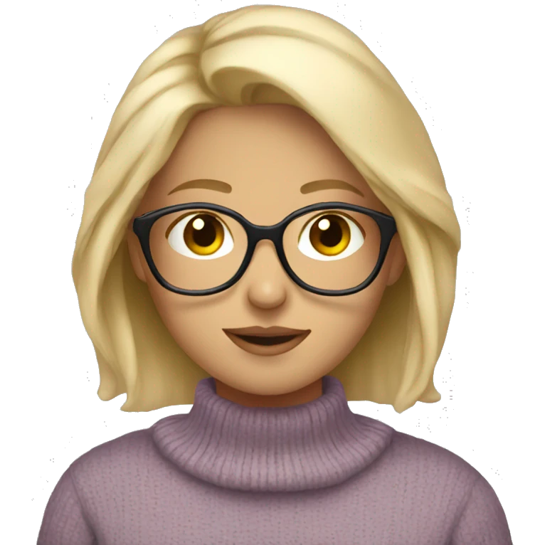 blonde girl in sweater with glasses emoji