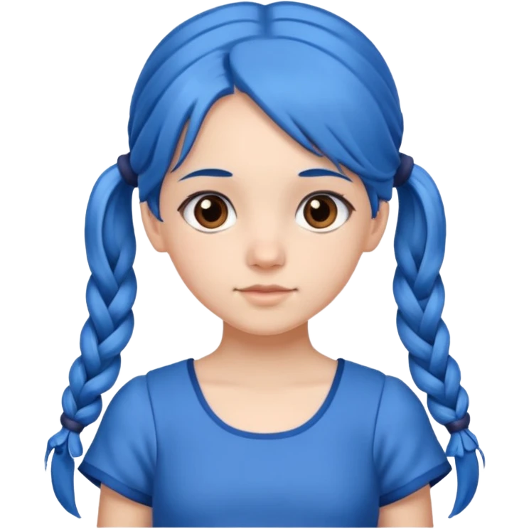 long blue hair girl in pig tails with brown eyes  emoji