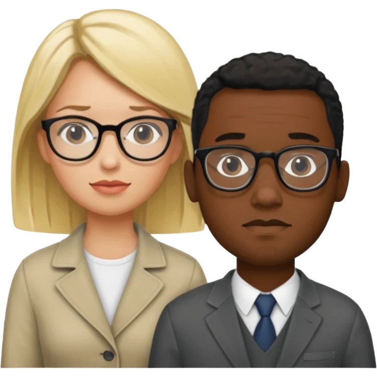 2 personnages : 1 femme blonde qui attend et 1 hommes noir à lunette  emoji