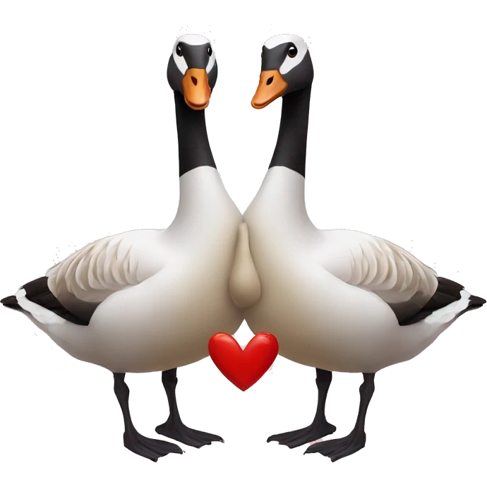 Two geese with a heart emoji