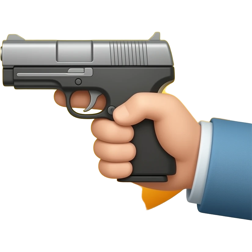 neutral emoji with pistol pointing to itself like for suicide emoji